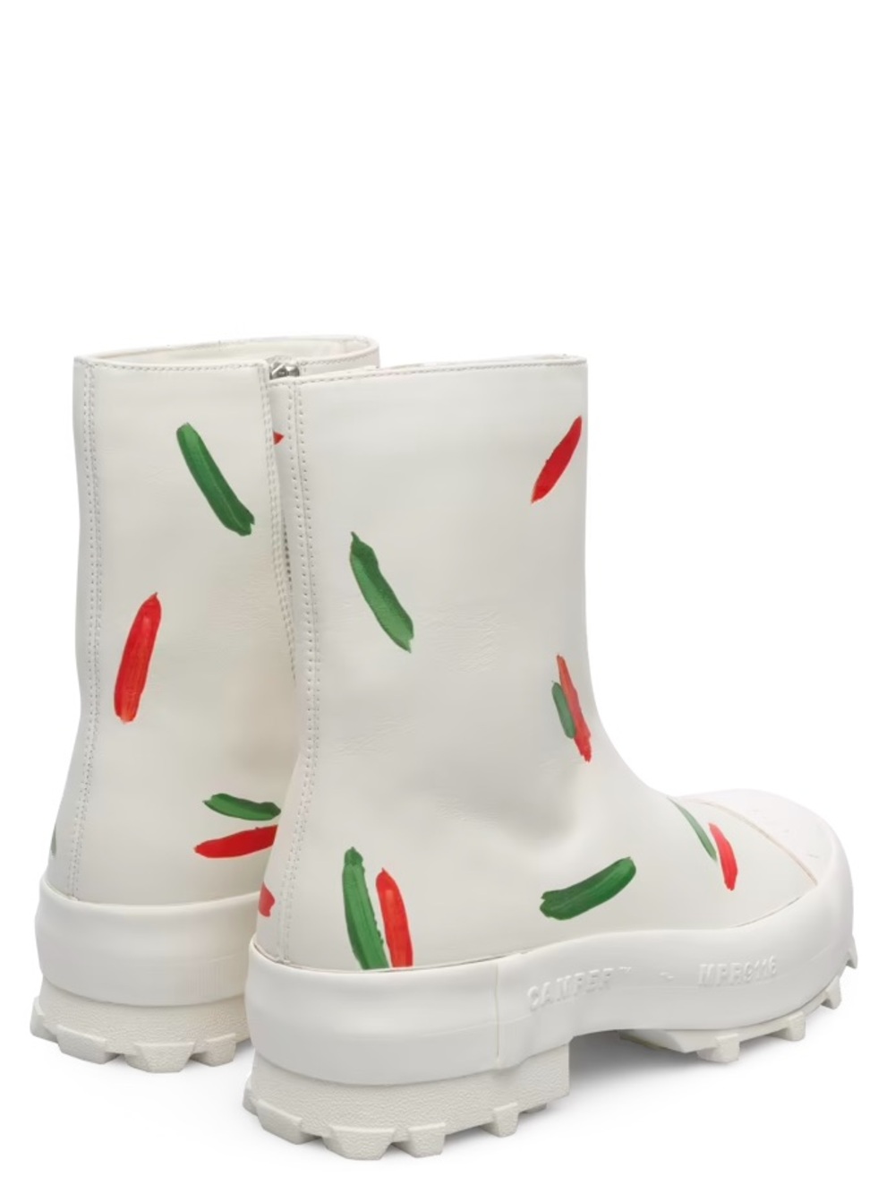 Camper White Leather Ankle Boot with Red & Green - Picture 11 of 12